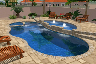 Cascade / Abacos Tanning Ledge Fiberglass Pool