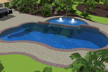 Tahiti Tanning Ledge Fiberglass Pool