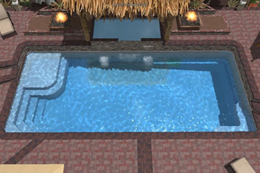 Rectangle Tanning Ledge Fiberglass Pool