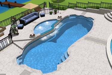 Large Freeform Tanning Ledge Fiberglass Pool